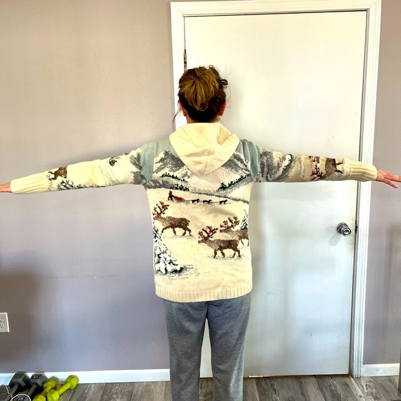 Ralph Lauren Vintage Exclusive Hand knit hooded cardigan sweater winter,sled,dog - Picture 14 of 15